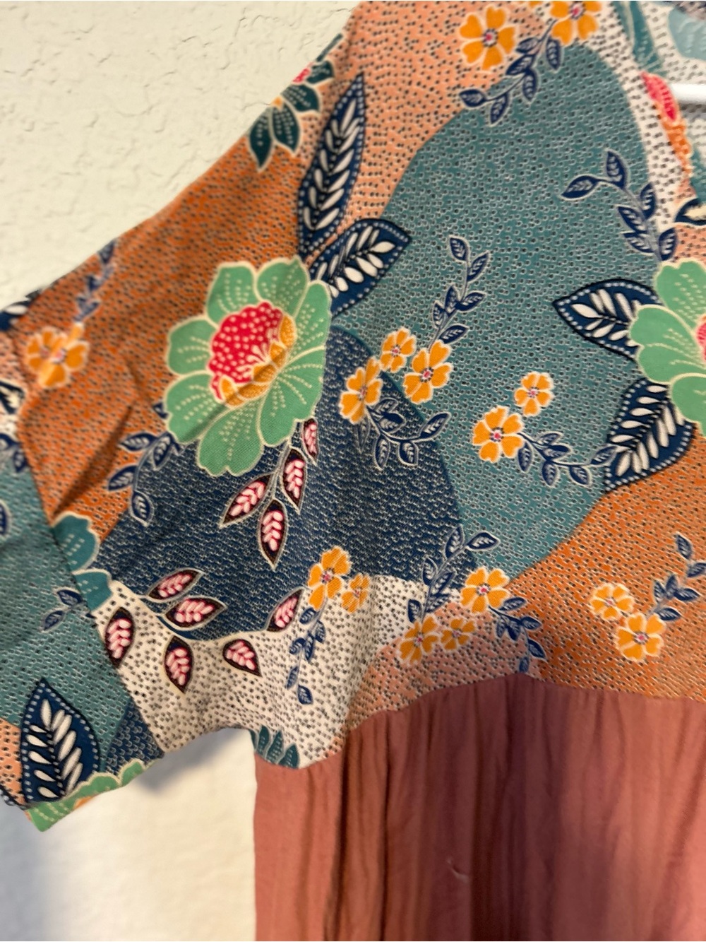 Boho Floral Babydoll Blouse, Flowy Tunic Top Boutique Style Size 1X - Picture 3 of 7